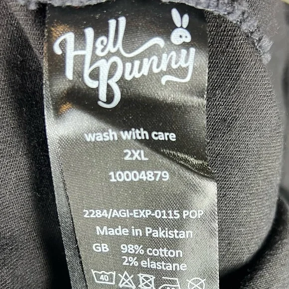 Hell Bunny Dress Womens 2XL Black Dakota Pinafore Denim Goth Pinup Punk Overall - Picture 9 of 10